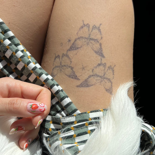tatouage temporaire trio de papillons cuisse et jambe