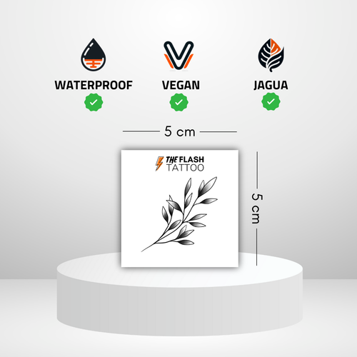 Tatouage branche feuille avec ombré ornemental