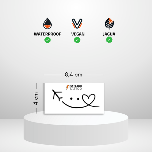 Tatouage voyage avec avion et coeur minimaliste
