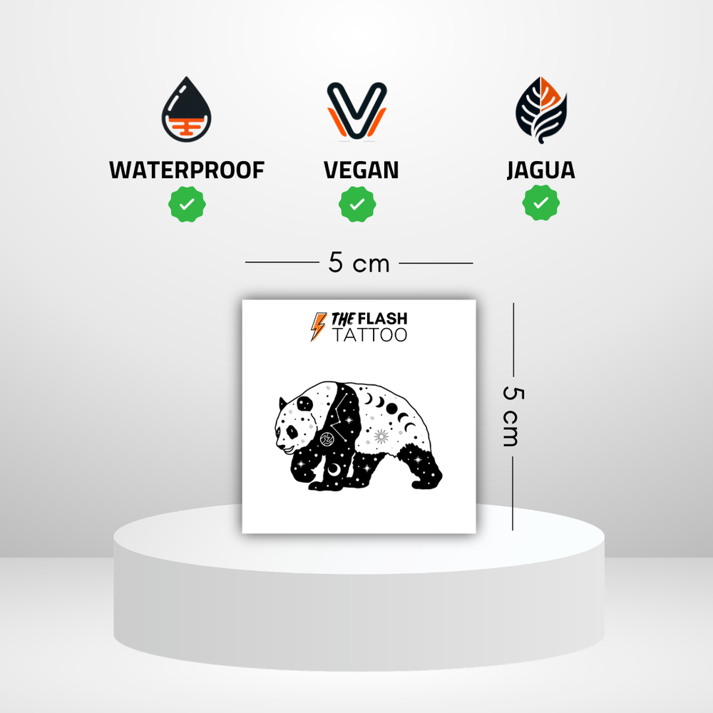 Tatouage ephemere panda realiste longue duree jusqu'a 2 semaines