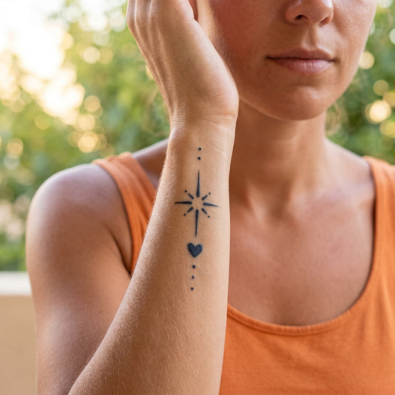 Tatouage etoile coeur pour femme realiste tattoo ephemere