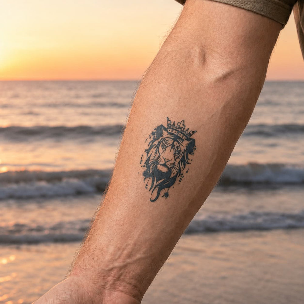 Faux tatouage ephemere homme lion