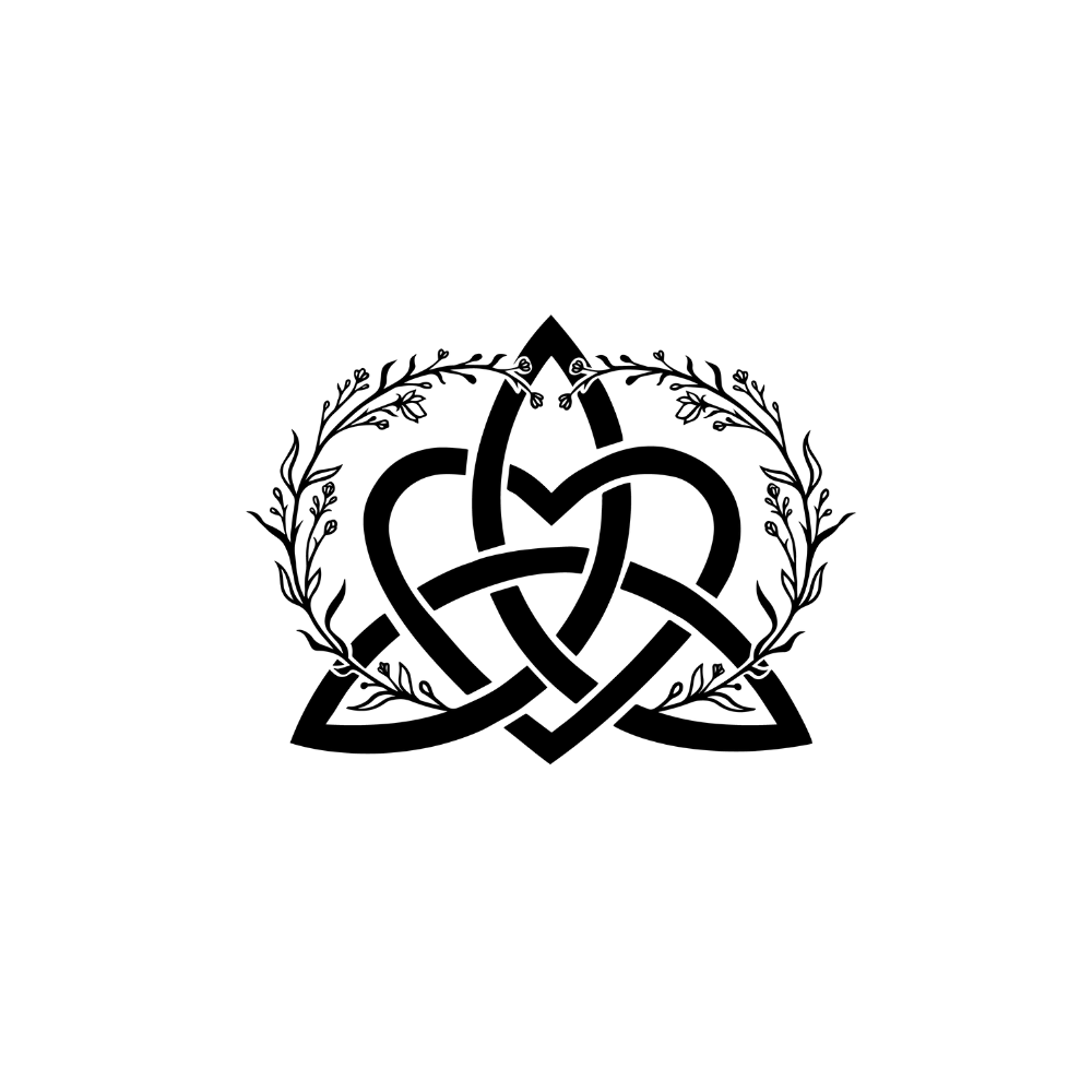 Tatouage viking noeud de la trinité triquetra avec ornement végétal