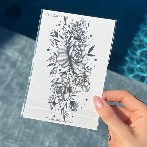 Tatouage éphémère pour femme grande rose réaliste