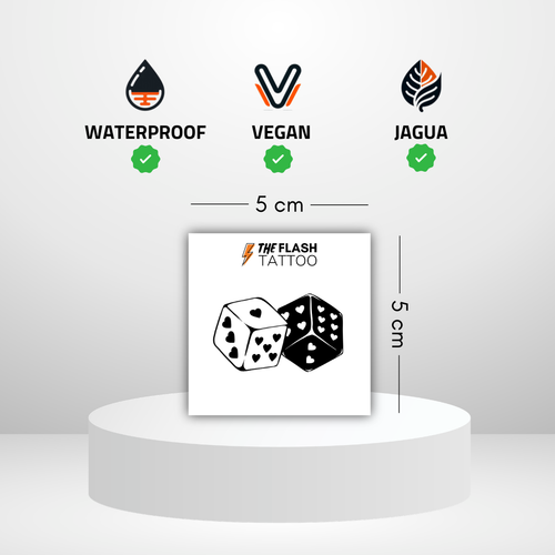 Tatouage éphémère dés avec coeurs