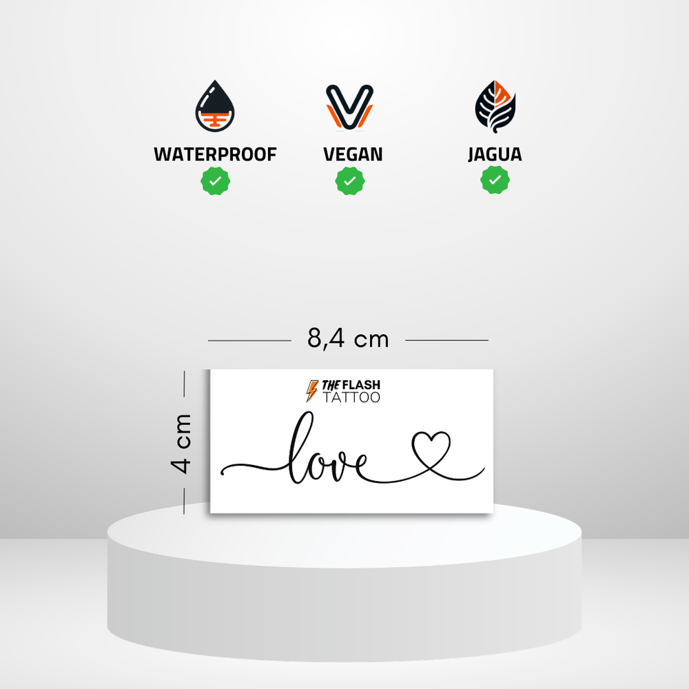 Tattoo ephemere love citation avec coeur ecriture minimaliste