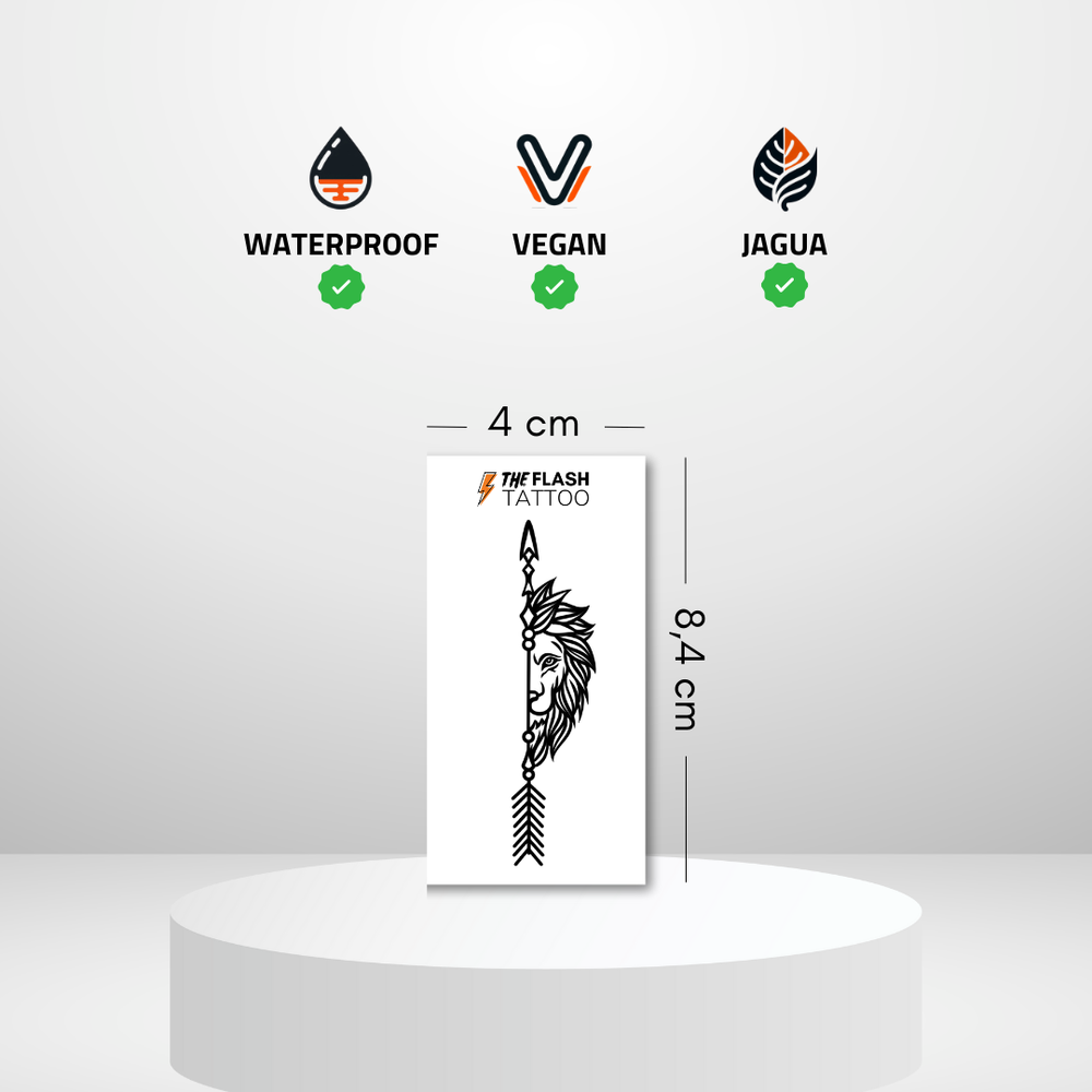 Tattoo éphémère lion avec flèche stylé et réaliste